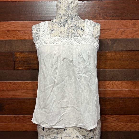 Old Navy Tops - Old Navy Square Neck Sleeveless Semi Sheer White Blouse
